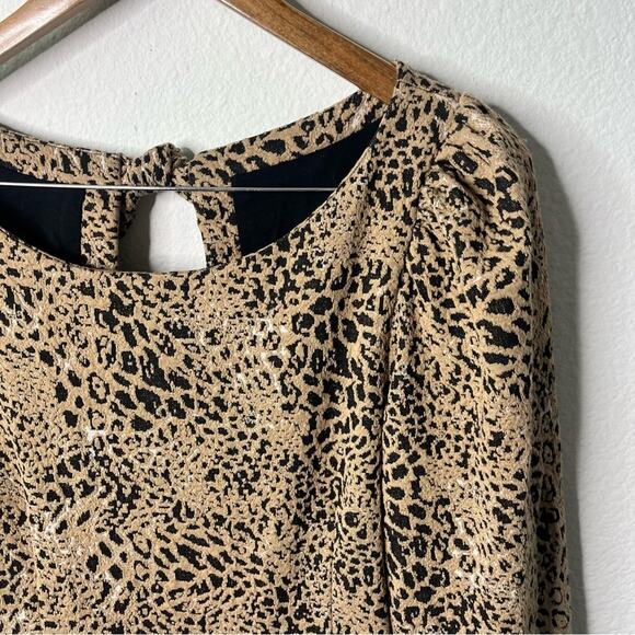 Anthropologie Maeve Animal Print Knit Cut-Out Mini Dress Leopard Tiered Size 14 - Picture 8 of 11